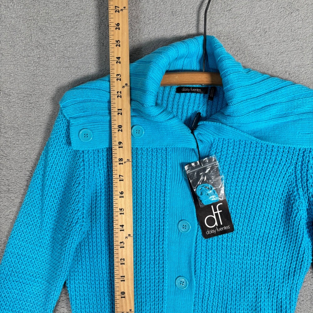 NWT Daisy Fuentes Cardigan Size M Blue Mixed Knit Button Front Sweater Top - Picture 10 of 11